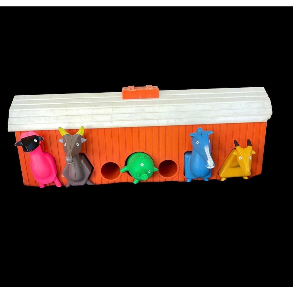 Vintage 1960s Lakeside Toys Barn Farm Animals Shapes Color HTF Geometric FLAW